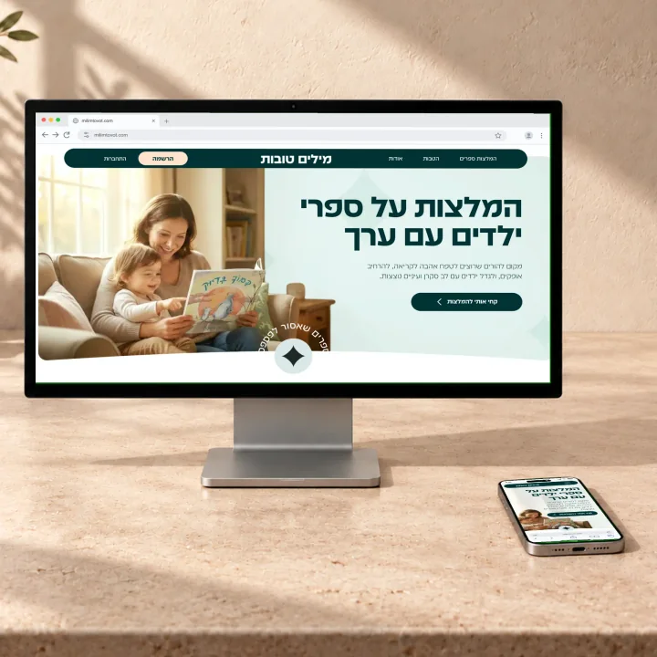 תצוגת אתר ספרי ילדים במסך מחשב