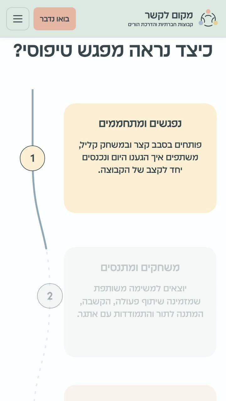שלבי המפגש באתר המובייל